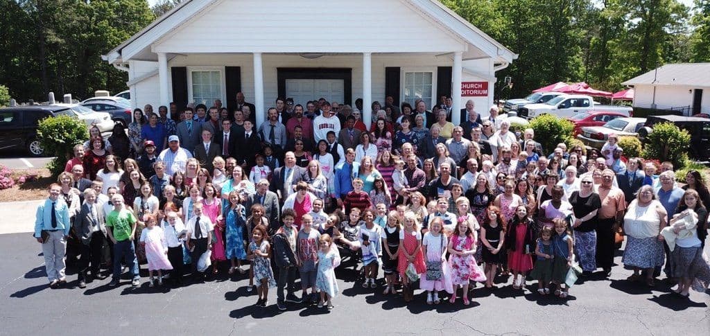 The Mt. Zion Baptist Church family gathered outside the auditorium